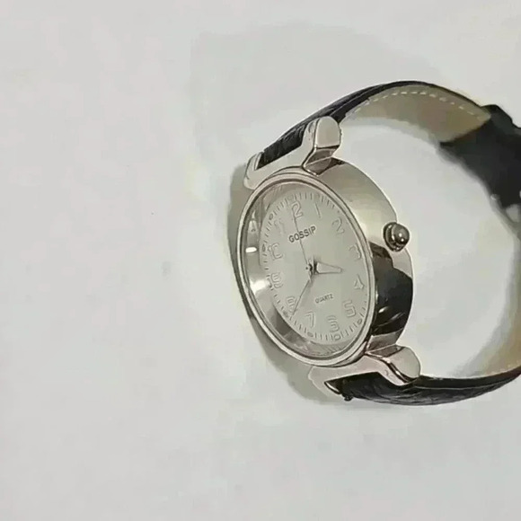 Gossip women's wrist watch leather black stainless steel silver buckle vintage - Picture 13 of 14